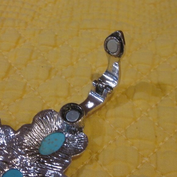 Turquoise Cross Silver Pendant or Bag Charm - Picture 3 of 3